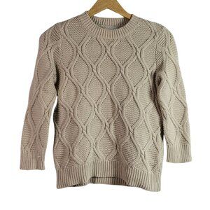 Old Navy Chunky Sweater Cream Tan XS Pull On Round Neck Long Sleeve Tight Knit